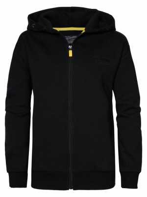 Sweater Hooded zip black 9999 BLACK