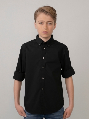 Boy Shirt LS Black logo