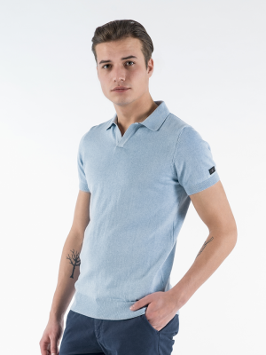 Luca Knitted polo blue