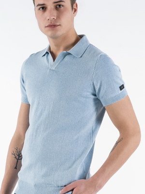Luca Knitted polo blue