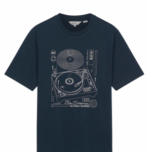 Tee Linear Record Player 025 Dark Navy