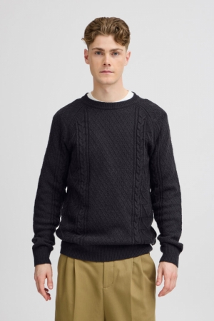 Knit Kristian Crew Cable Dark Navy