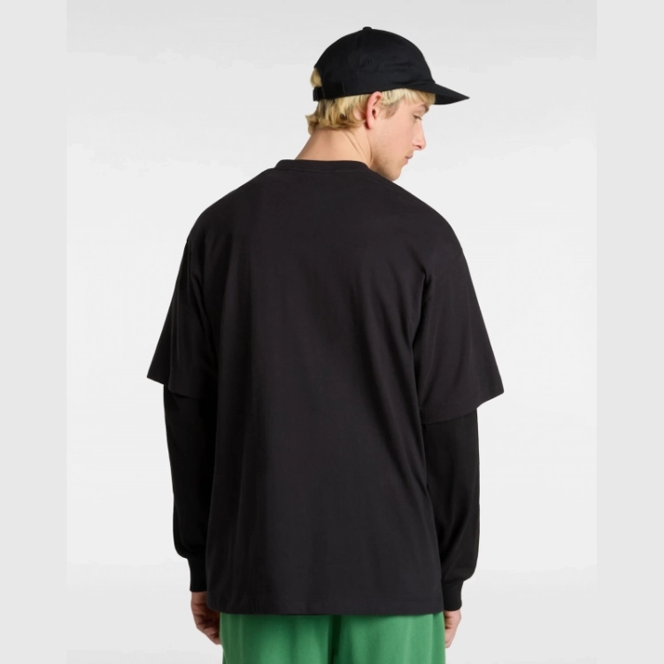 Sweat Cerw left chest Loose BLK1 Black