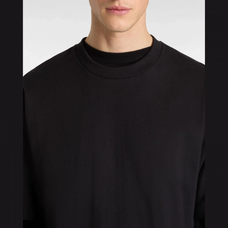 Sweat Cerw left chest Loose BLK1 Black
