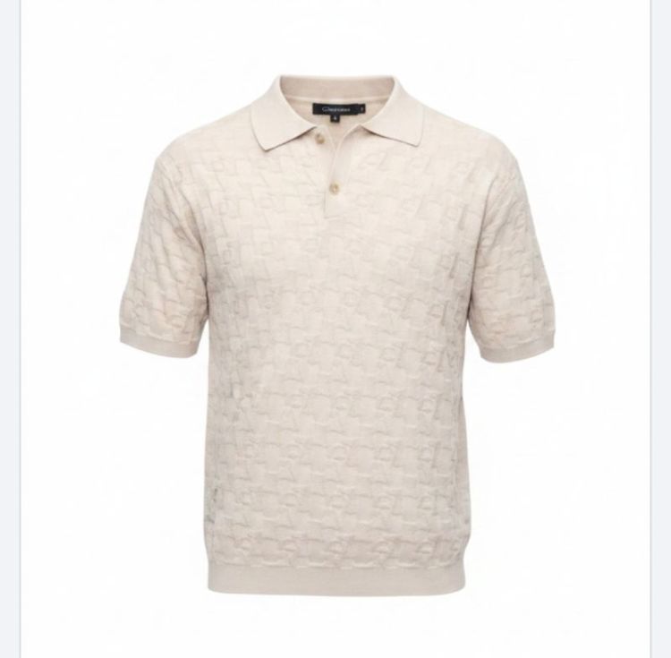 SIGHT TEXTURED KNIT POLO TEG0 OAT MILK