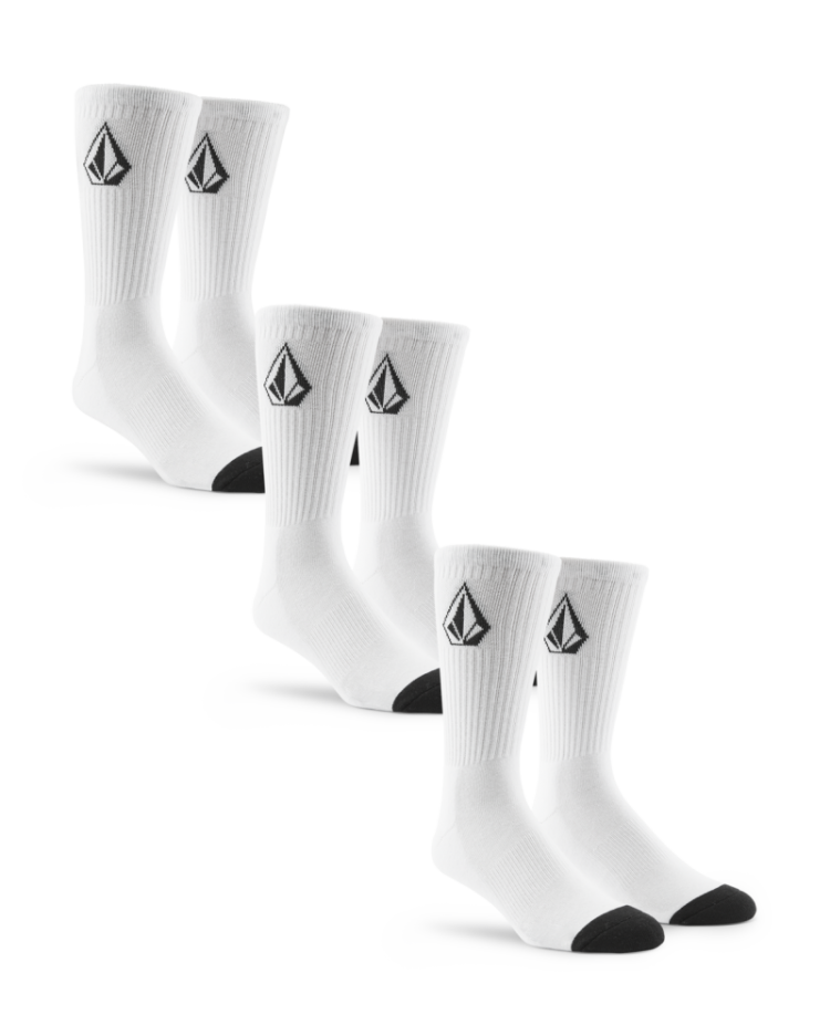 FULL STONE SOCK 3PK WHT WHITE
