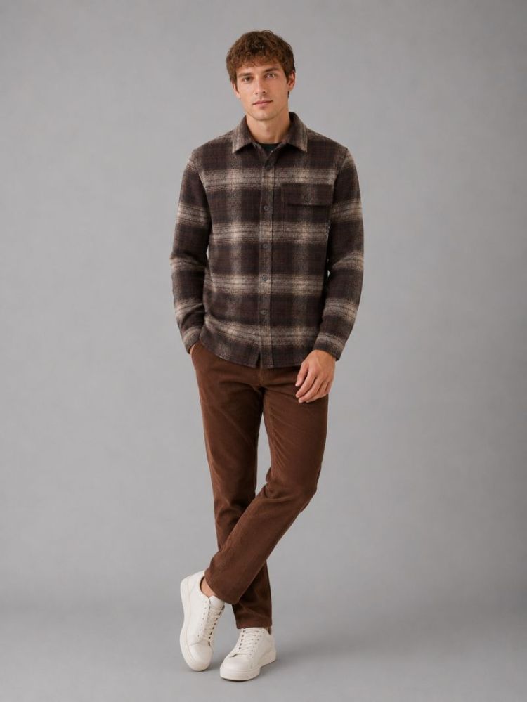Richard checked overshirt - Dark brown/Br