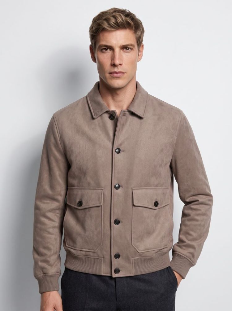 BOMBER COLLO CAMICIA - TORTORA