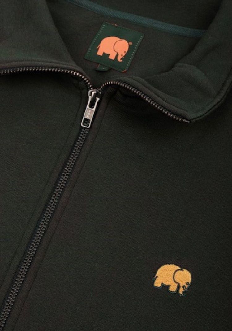 Organic Essential Zip Sweatshi Scarab Green