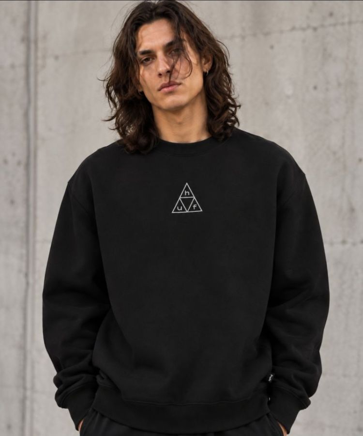 Crew Triple Triangle Embroi Black/Grey