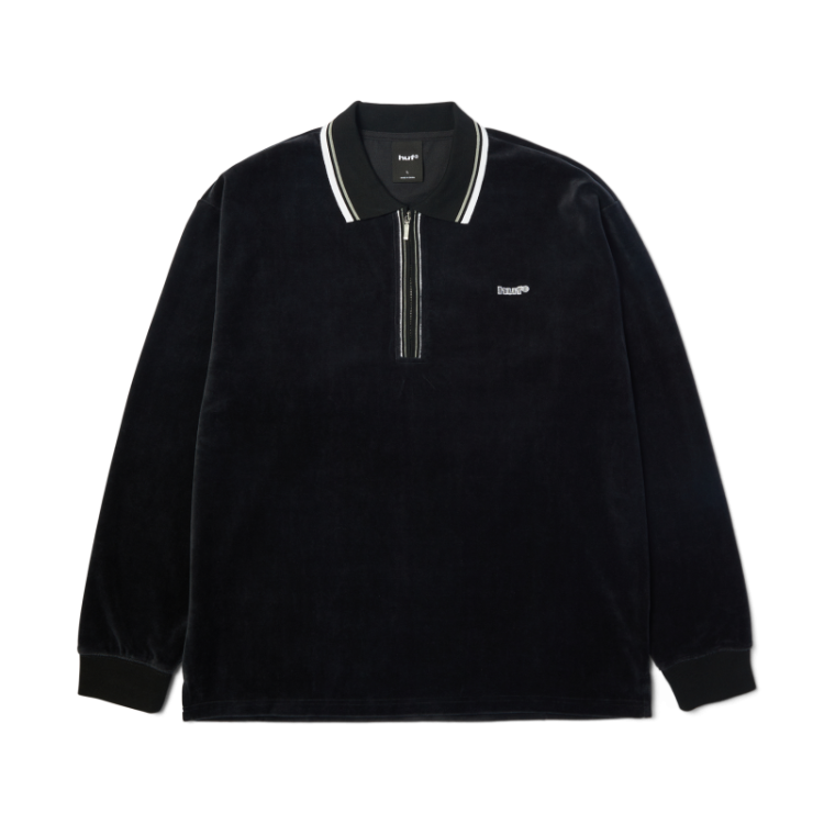 Parker velour LS Polo BLACK