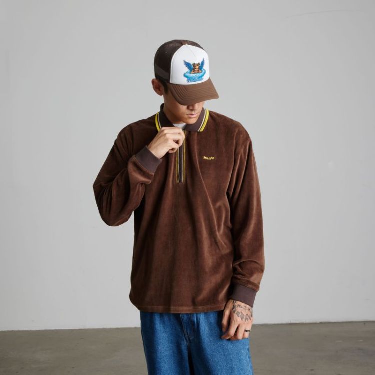 Parker velour LS Polo Brown