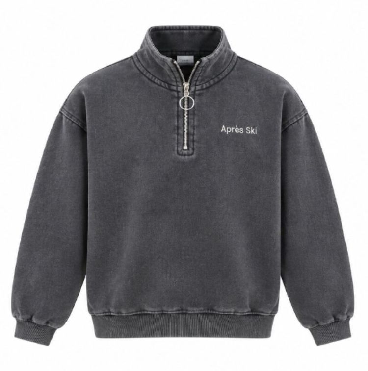Crew Zipper Washed Apres Ski Black